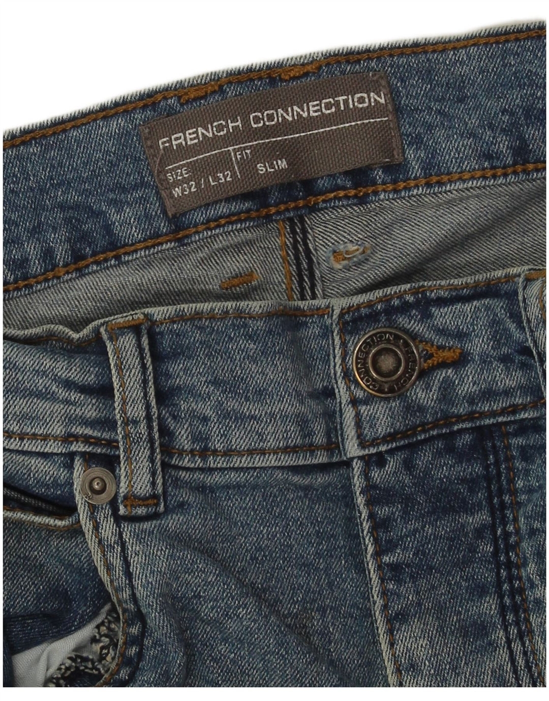 French Connection Mens Slim Jeans W32 L32 Blue Cotton