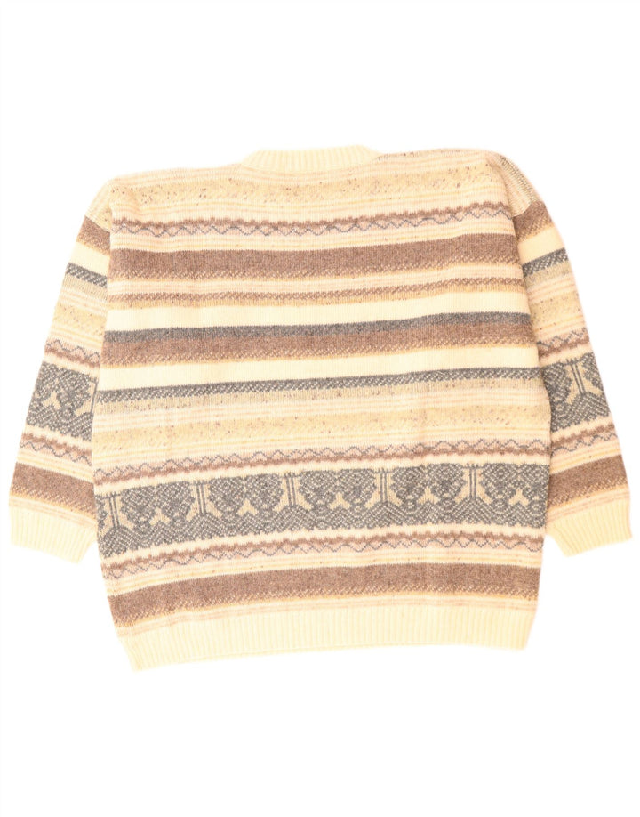 ST. BERNARD Mens Crew Neck Jumper Sweater Size 44/46 XL Beige Fair Isle
