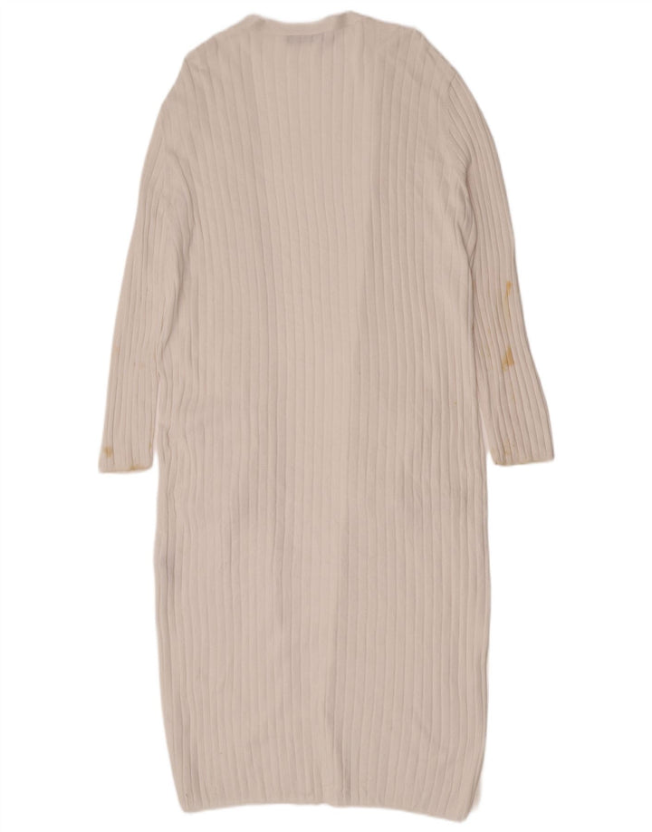 Marks & Spencer Womens Longline Open Cardigan Sweater UK 16 Large Off White