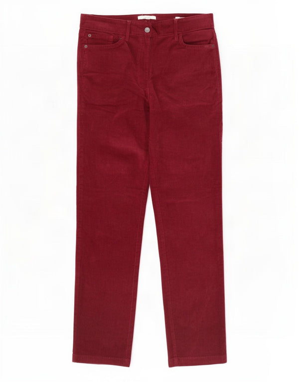White Stuff Womens Straight Corduroy Trousers UK 12 Medium W30 L30 Red