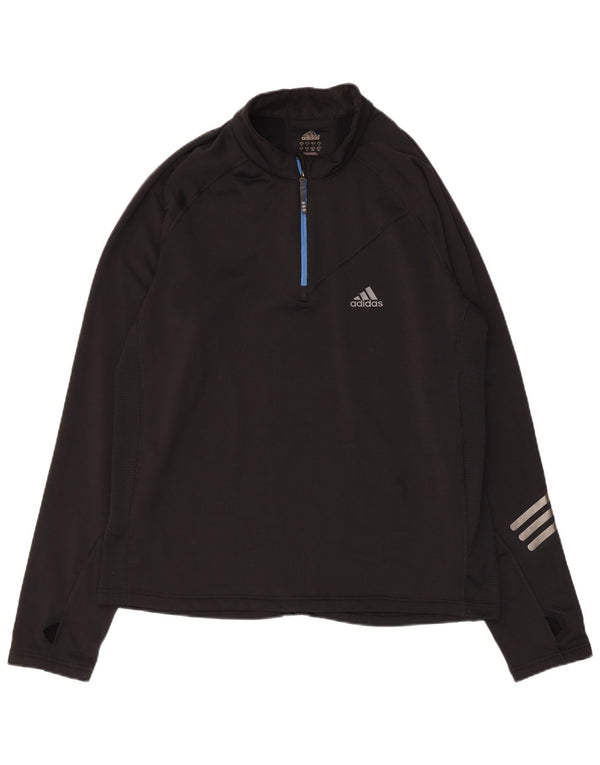 Adidas Mens Zip Neck Pullover Tracksuit Top Large Black Polyester