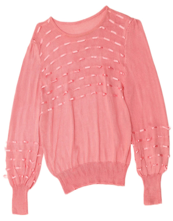VINTAGE Womens Boat Neck Jumper Sweater UK 12 Medium Pink