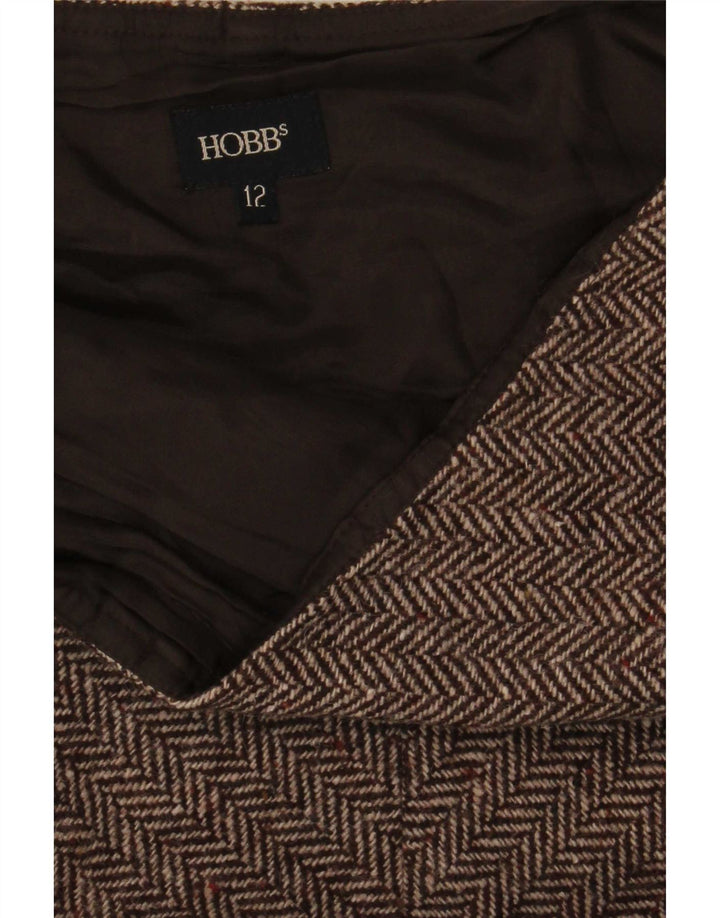 Hobbs Womens Trumpet Skirt UK 12 Medium W29 Brown Herringbone Wool