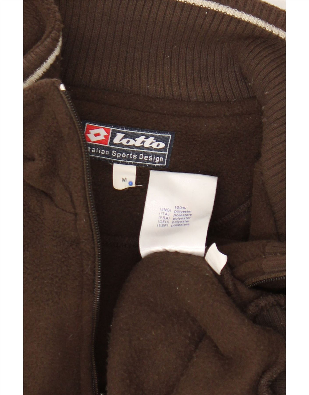 Lotto Mens Zip Neck Fleece Jumper Medium Brown Polyester