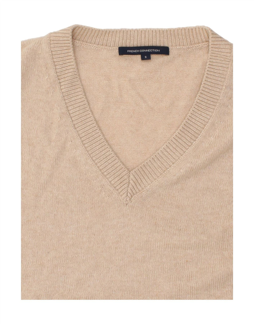 FRENCH CONNECTION Womens Oversized V-Neck Jumper Sweater UK 10 Small Beige Vintage French Connection and Second-Hand French Connection from Messina Hembry 