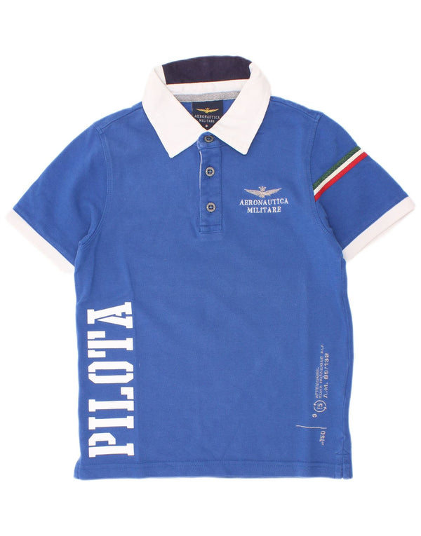 Aeronautica Militare Boys Rugby Polo Shirt 3-4 Years Blue Colourblock