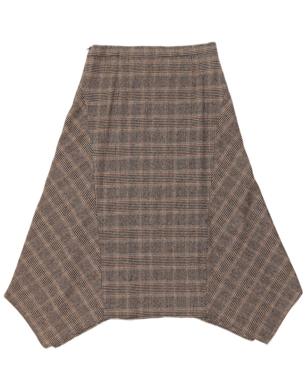 Massimo Dutti Womens Asymmetrical Skirt EU 40 Medium W30 Grey Check Wool