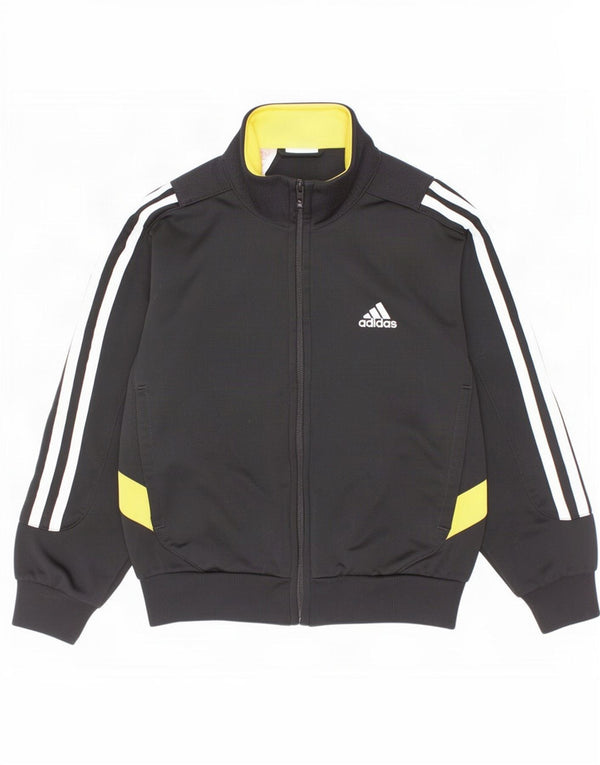 Adidas Boys Tracksuit Top Jacket 5-6 Years Black Colourblock Polyester