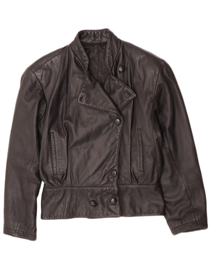 Vintage Womens Leather Jacket UK 14 Medium Black Leather