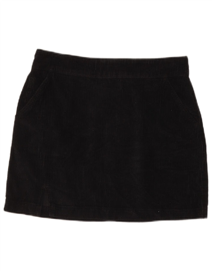 TOPSHOP Womens Corduroy Mini Skirt UK 12 Medium w28 Black Cotton