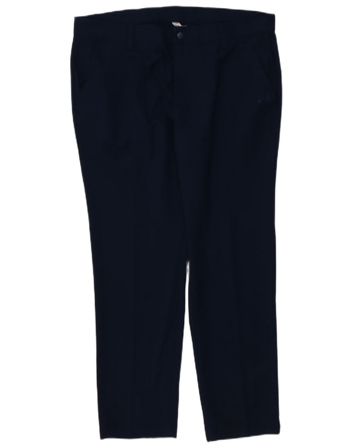 ADIDAS Mens Straight Chino Trousers W36 L30 Navy Blue Polyester