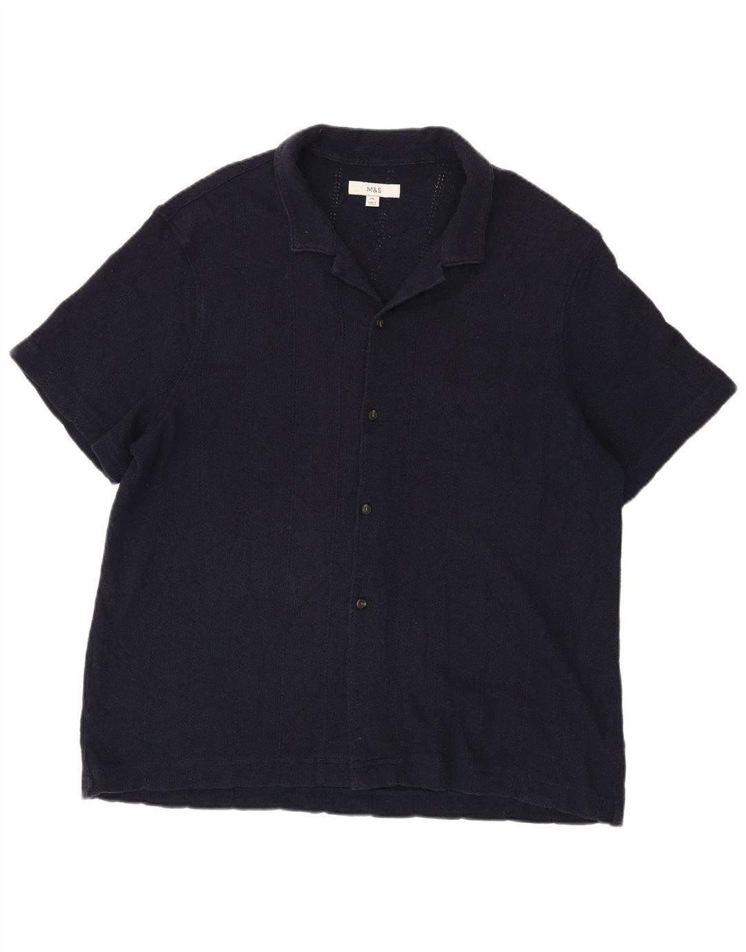 Marks & Spencer Mens Short Sleeve Shirt 2XL Navy Blue Cotton
