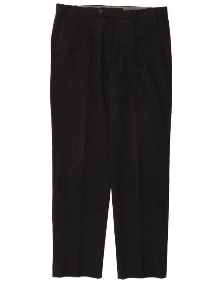 MARKS & SPENCER Mens Regular Fit Suit Trousers W36 L33 Black Polyester