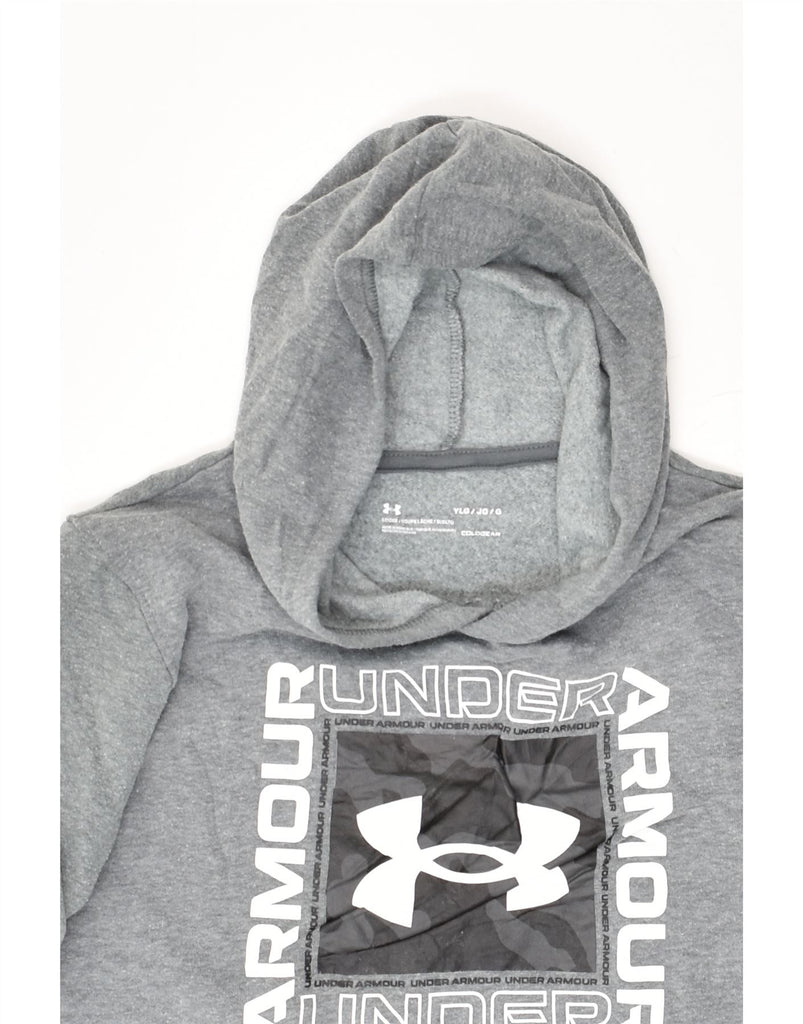 UNDER ARMOUR Boys Graphic Hoodie Jumper 12-13 Years Large Grey Cotton | Vintage Under Armour | Thrift | Second-Hand Under Armour | Used Clothing | Messina Hembry 