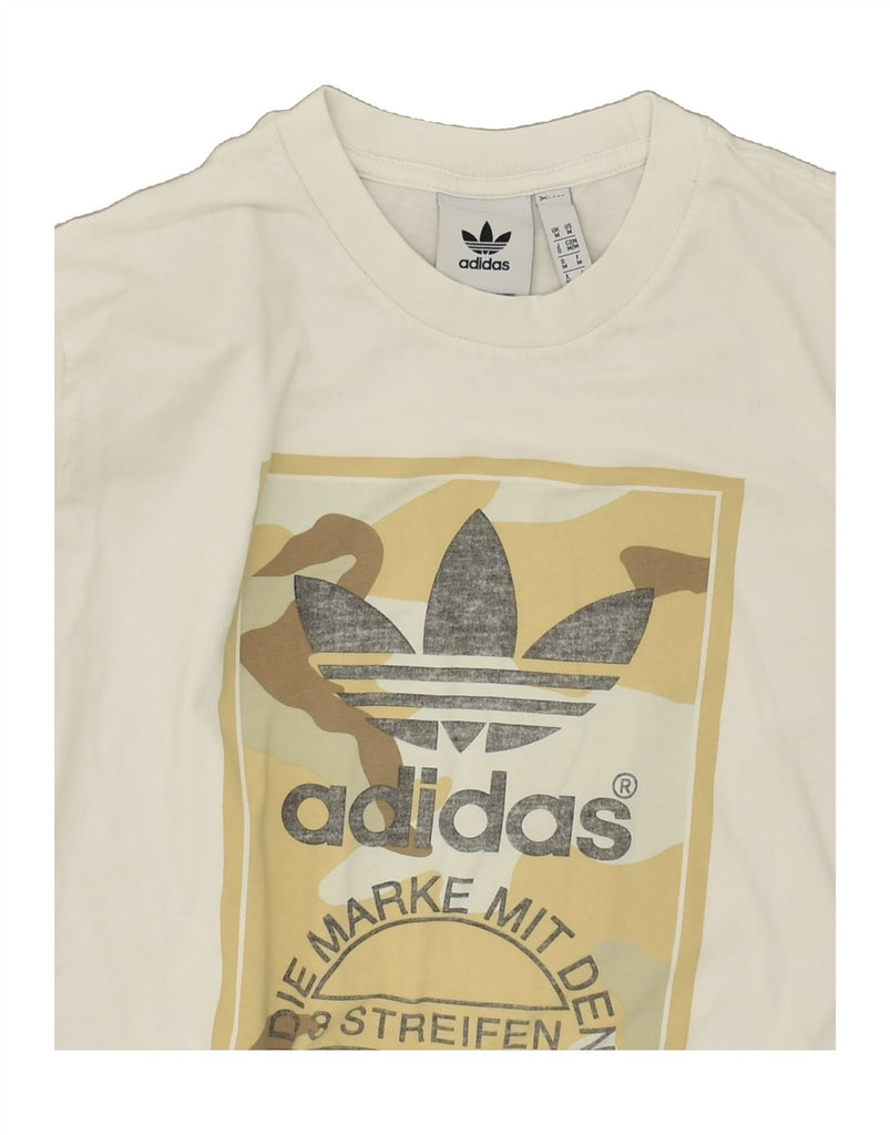 ADIDAS Mens Graphic T-Shirt Top Medium White Cotton | Vintage Adidas | Thrift | Second-Hand Adidas | Used Clothing | Messina Hembry 