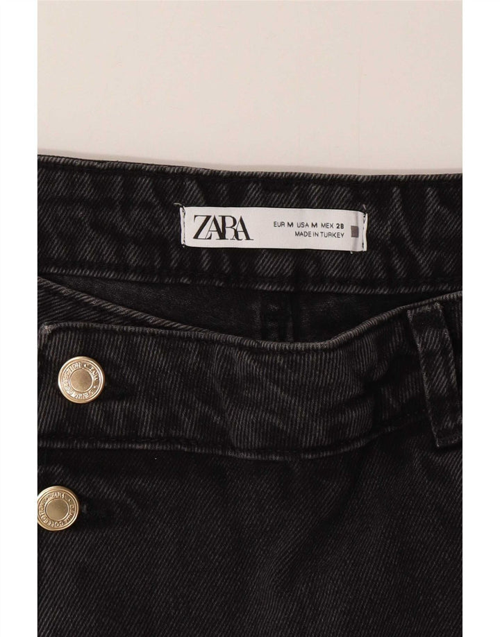 Zara Womens High Waist Denim Shorts Medium W28 Grey
