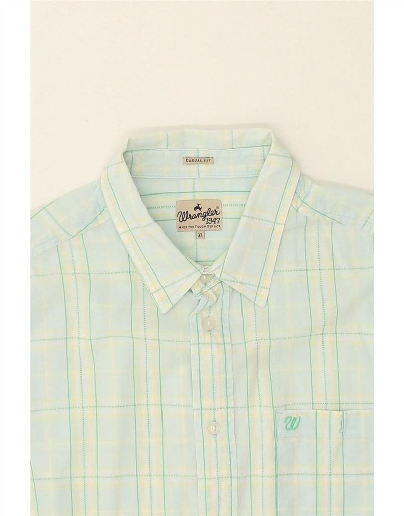 WRANGLER Mens Casual Fit Short Sleeve Shirt XL Green Check Cotton | Vintage Wrangler | Thrift | Second-Hand Wrangler | Used Clothing | Messina Hembry 