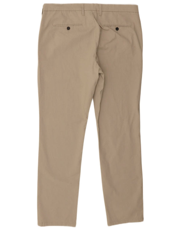 Marks & Spencer Mens Slim Fit Chino Trousers W36 L31 Beige Cotton