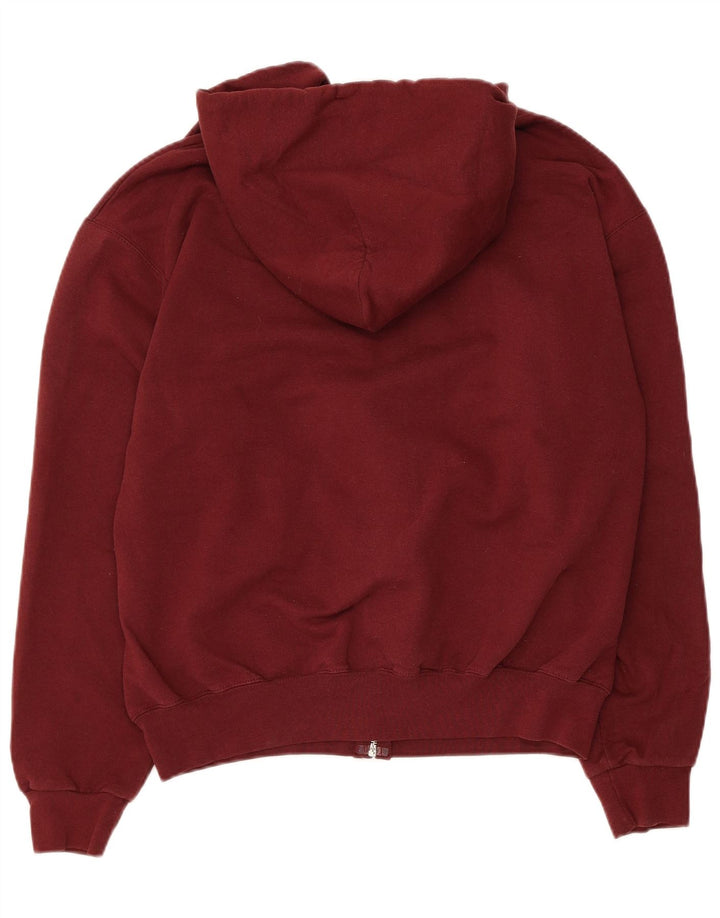 Champion Womens Graphic Zip Hoodie Sweater UK 14 Medium Maroon