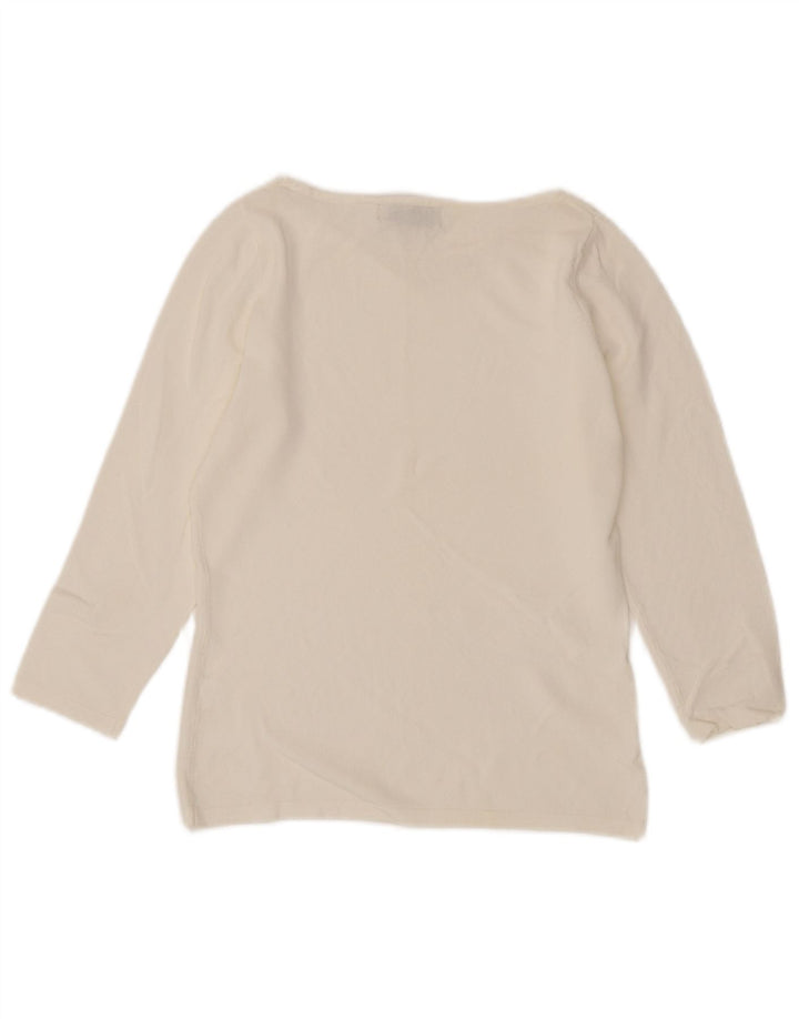 Zara Womens Top 3/4 Sleeve UK 12 Medium White Rayon