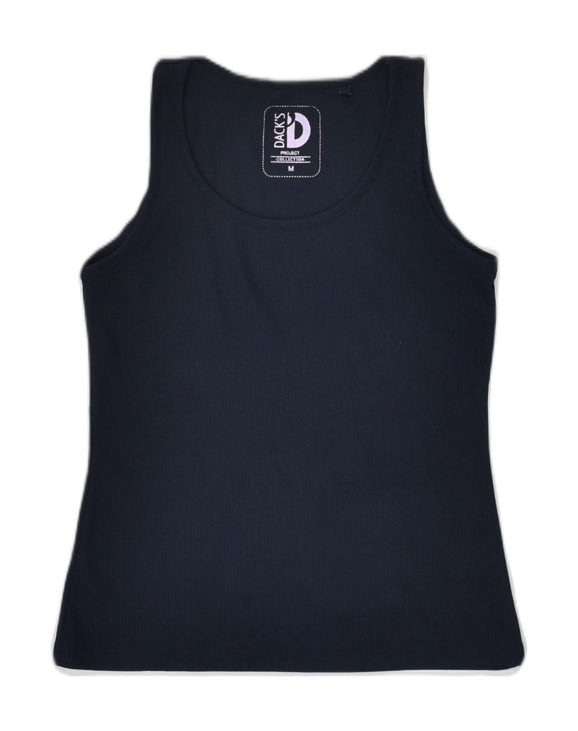 DACK'S Womens Vest Top UK 12 Medium Navy Blue Polyester | Vintage Dack's | Thrift | Second-Hand Dack's | Used Clothing | Messina Hembry 