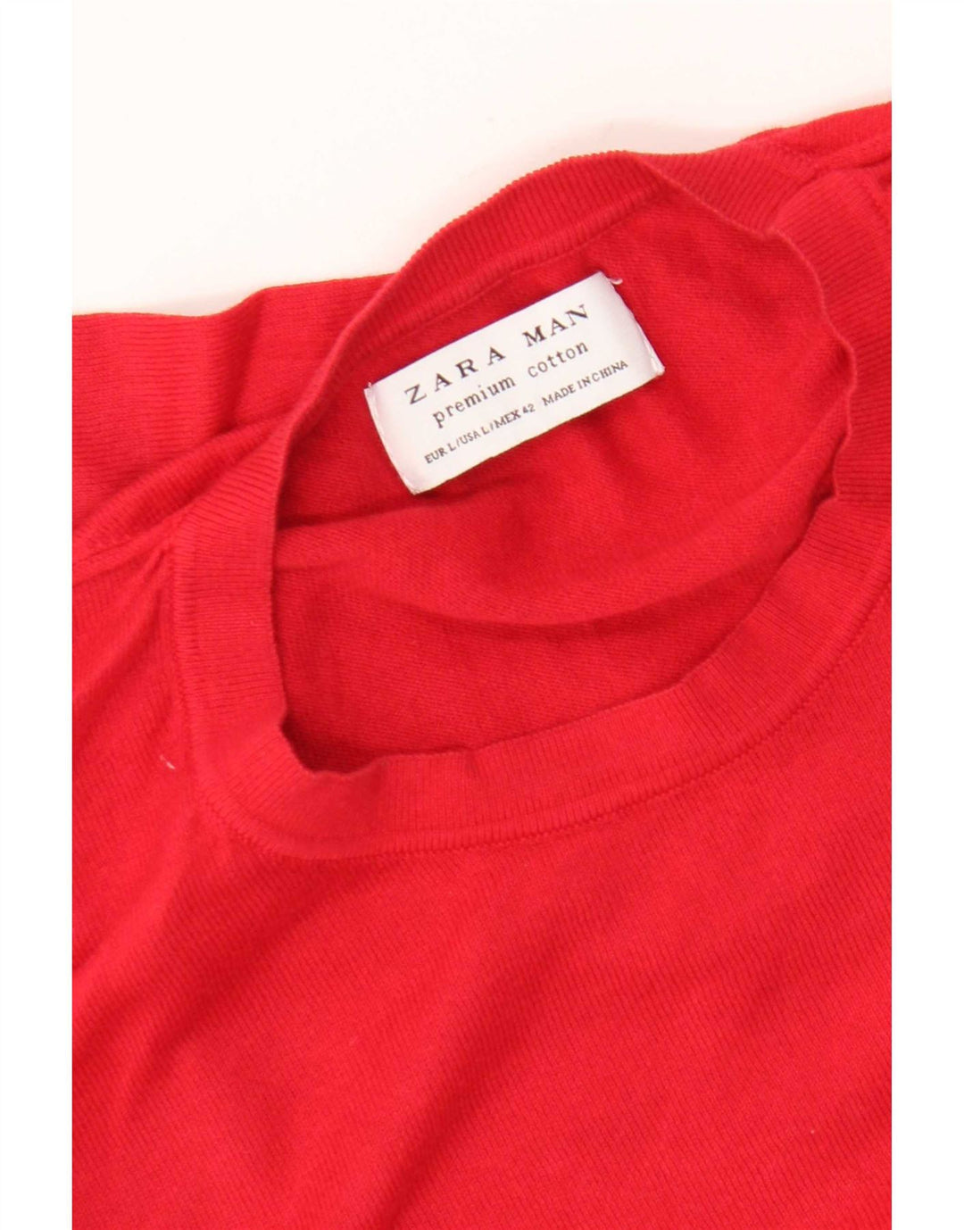 Zara Mens Crew Neck Jumper Sweater Large Red Cotton