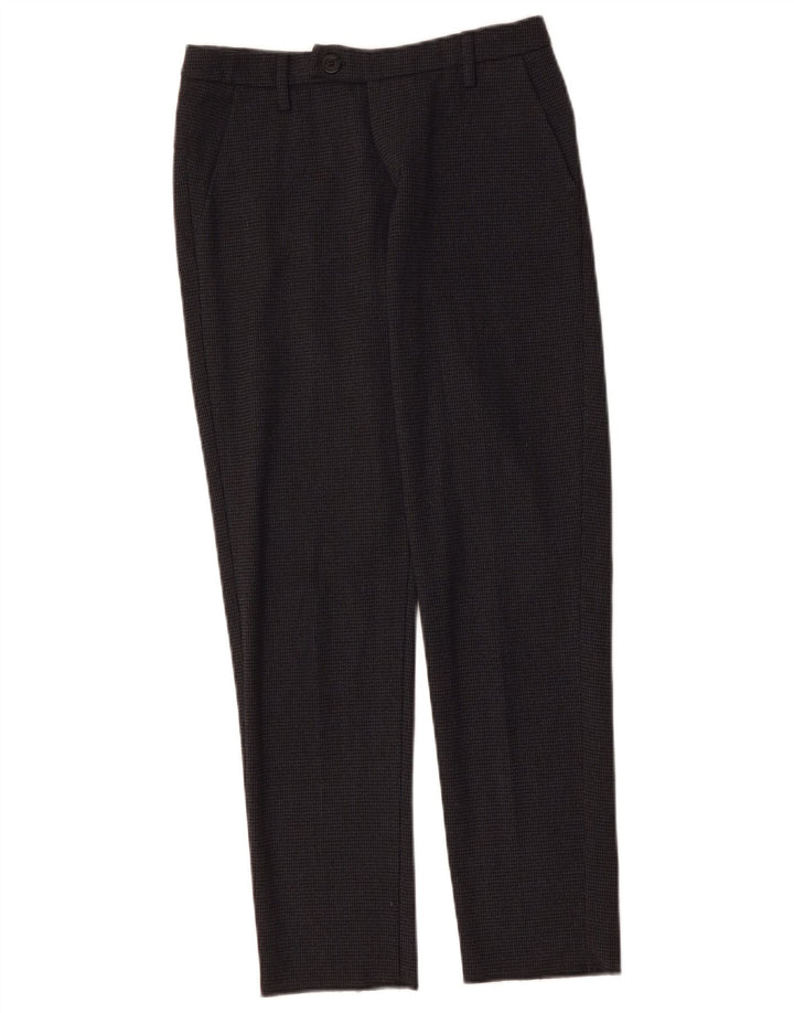 BENETTON Womens Slim Suit Trousers UK 6 XS W28 L27 Black Houndstooth