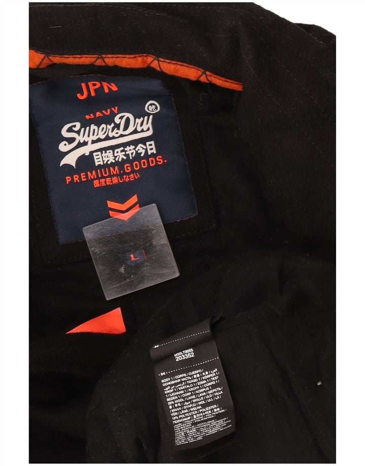 Superdry Mens Pea Coat UK 40 Large Black Wool
