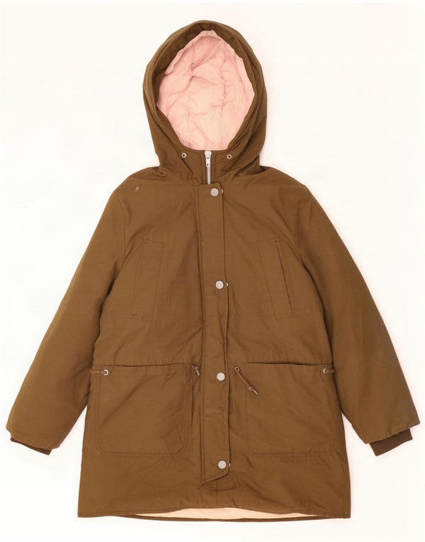 Zara Girls Hooded Parka Jacket 11-12 Years Khaki Polyester