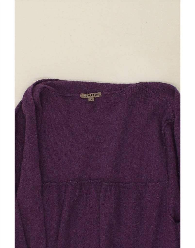JIGSAW Womens Short Sleeve Cardigan Sweater UK 16 Large Purple Wool | Vintage Jigsaw | Thrift | Second-Hand Jigsaw | Used Clothing | Messina Hembry 