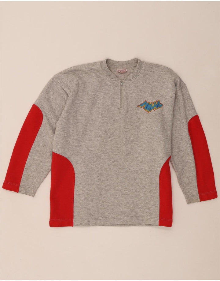 Stefanel Boys Graphic Sweatshirt Jumper 10-11 Years Grey Colourblock