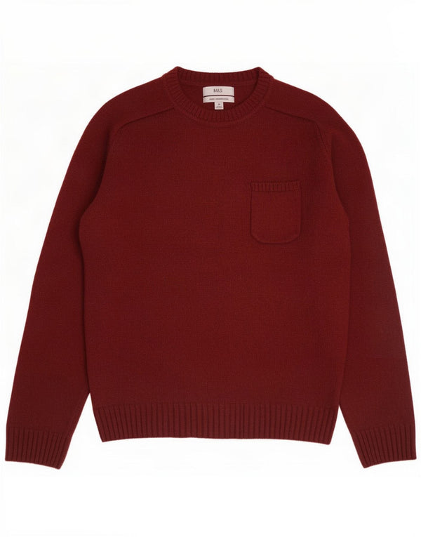 Marks & Spencer Mens Boat Neck Jumper Sweater Medium Maroon Lambswool