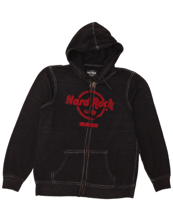 Hard Rock Cafe Mens Graphic Zip Hoodie Sweater Medium Black Cotton