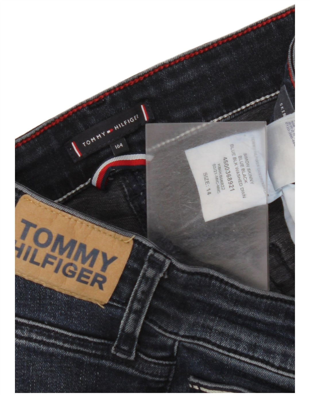 TOMMY HILFIGER Boys Skinny Jeans 13-14 Years W28 L29 Navy Blue Cotton