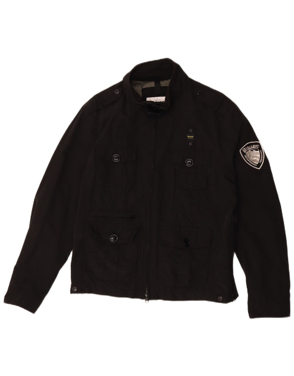Blauer Mens Military Utility Jacket UK 42 XL Black Cotton