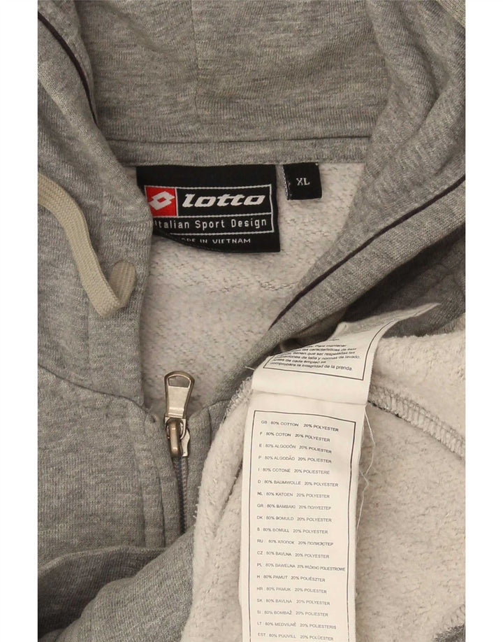 Lotto Mens Zip Hoodie Sweater XL Grey Cotton