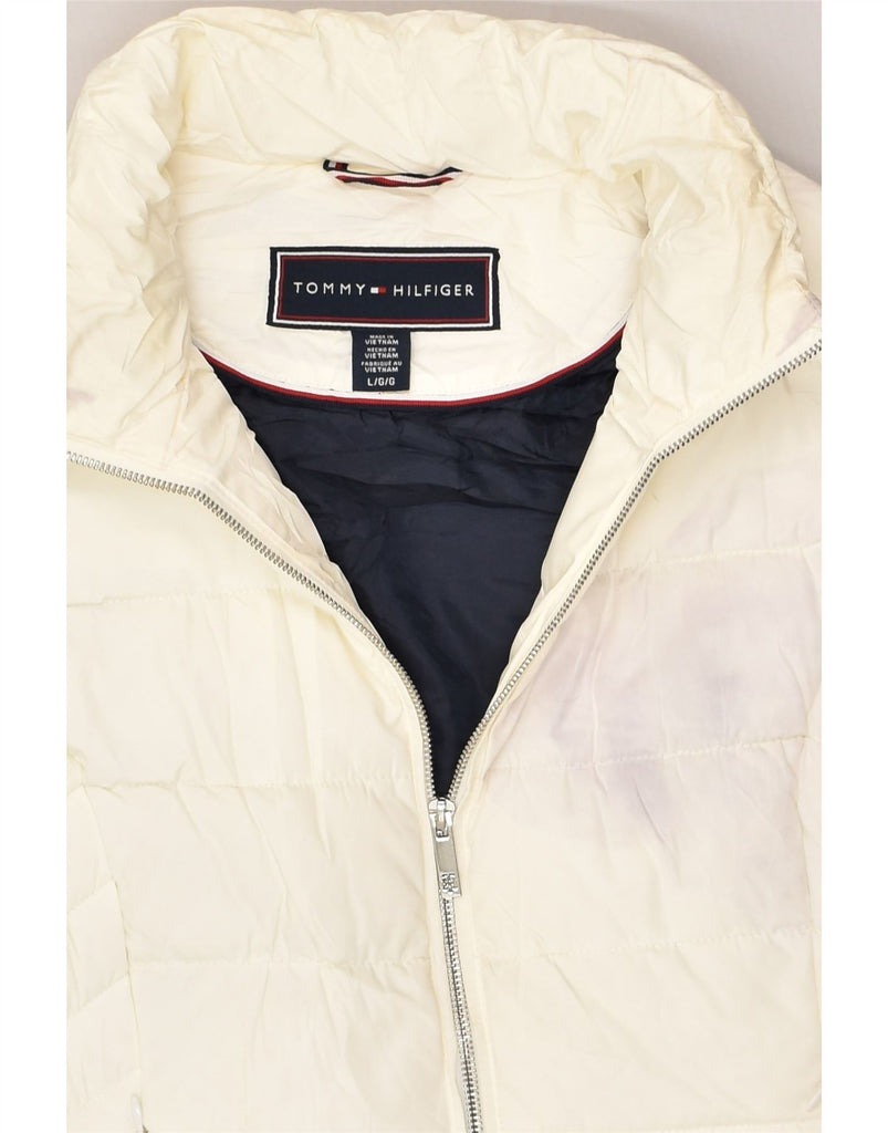 TOMMY HILFIGER Womens Padded Gilet UK 16 Large White Polyester | Vintage Tommy Hilfiger | Thrift | Second-Hand Tommy Hilfiger | Used Clothing | Messina Hembry 