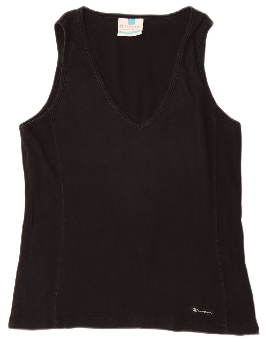 Champion Womens Heritage Fit Vest Top UK 14 Large Black Cotton