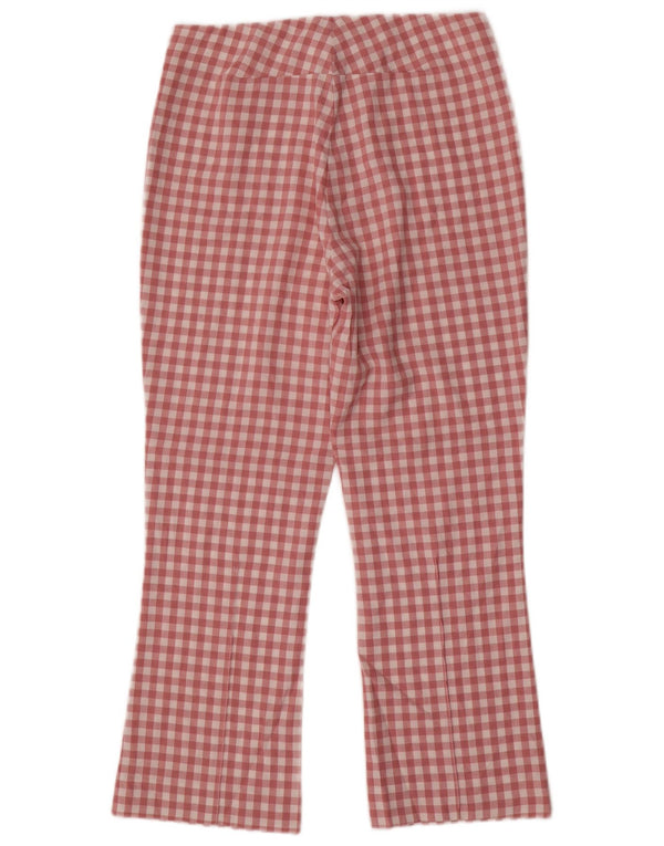 Zara Womens Straight Cropped Trousers Medium W28 L25 Pink Check