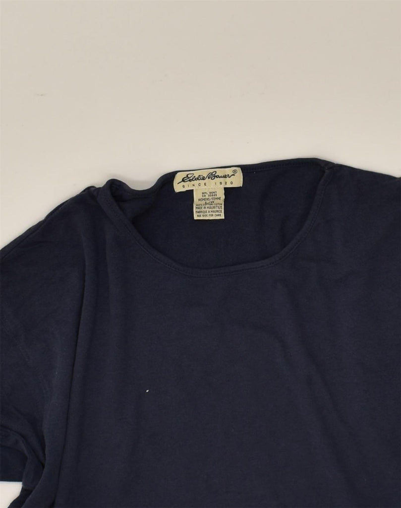 EDDIE BAUER Womens T-Shirt Top UK 16 Large Navy Blue Cotton | Vintage Eddie Bauer | Thrift | Second-Hand Eddie Bauer | Used Clothing | Messina Hembry 