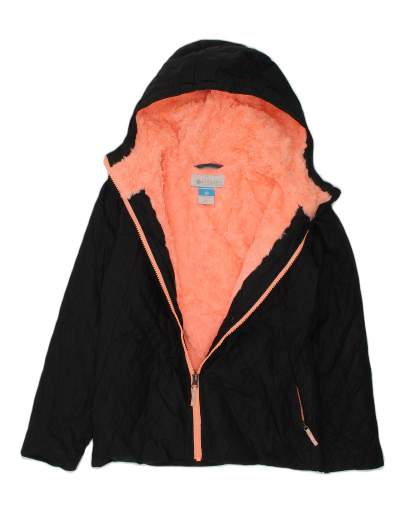 COLUMBIA Girls Hooded Windbreaker Jacket 10-11 Years Medium Black | Vintage Columbia | Thrift | Second-Hand Columbia | Used Clothing | Messina Hembry 