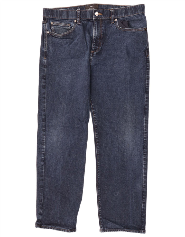 Marks & Spencer Mens Straight Jeans W36 L28 Navy Blue Cotton
