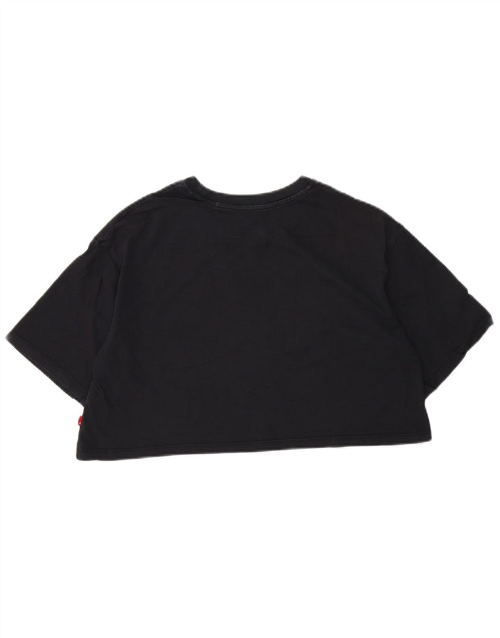 LEVI'S Womens Oversized Crop Graphic T-Shirt Top UK 2 2XS Black