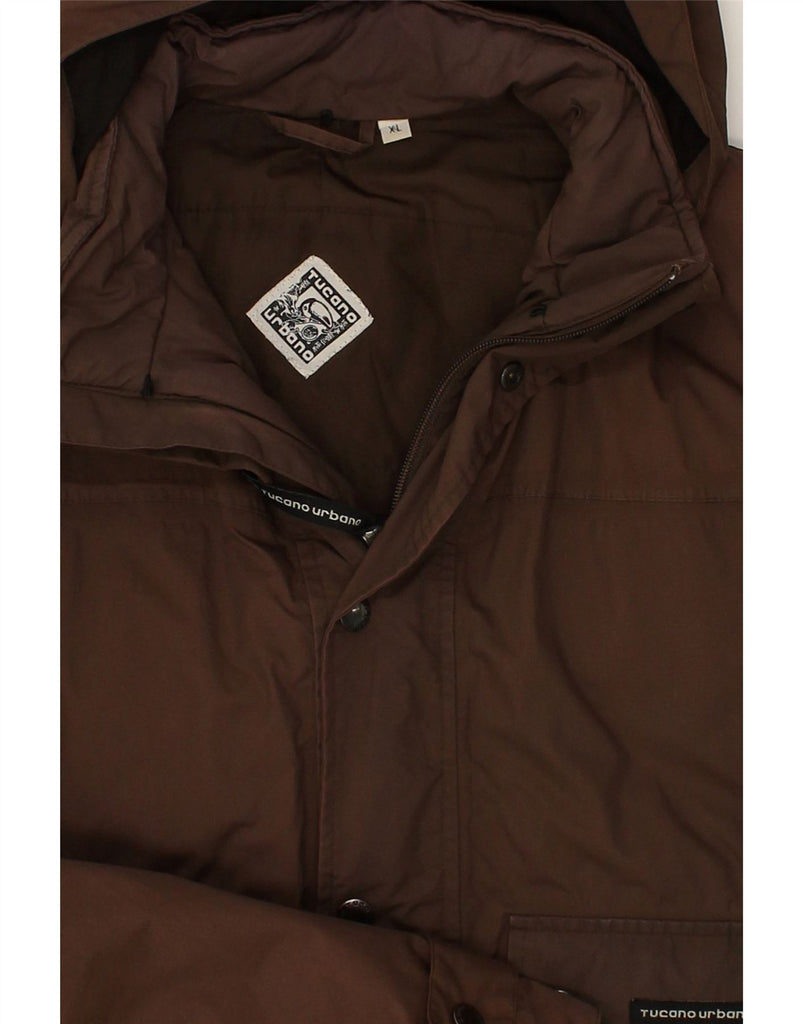 TUCANO URBANO Mens Hooded Bomber Jacket UK 42 XL Brown Polyester | Vintage Tucano Urbano | Thrift | Second-Hand Tucano Urbano | Used Clothing | Messina Hembry 