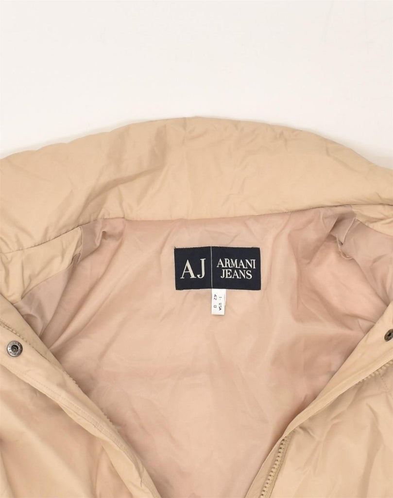 ARMANI JEANS Womens Padded Coat US 8 Medium Beige Polyester | Vintage Armani Jeans | Thrift | Second-Hand Armani Jeans | Used Clothing | Messina Hembry 