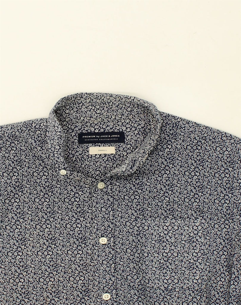 JACK & JONES Mens Short Sleeve Shirt Small Navy Blue Floral Cotton | Vintage Jack & Jones | Thrift | Second-Hand Jack & Jones | Used Clothing | Messina Hembry 