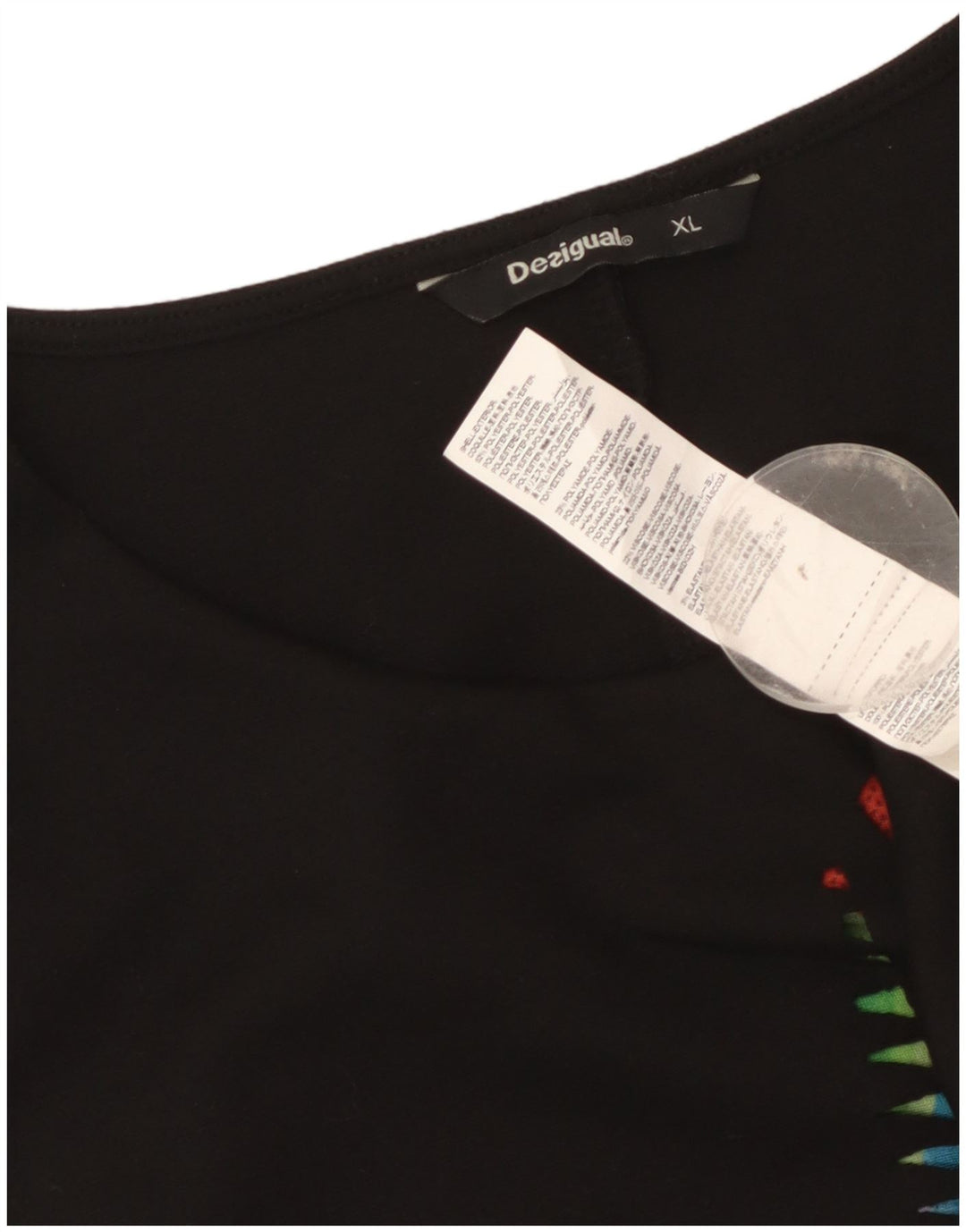 Desigual Womens Graphic Sheath Dress UK 18 XL Black Geometric Polyester