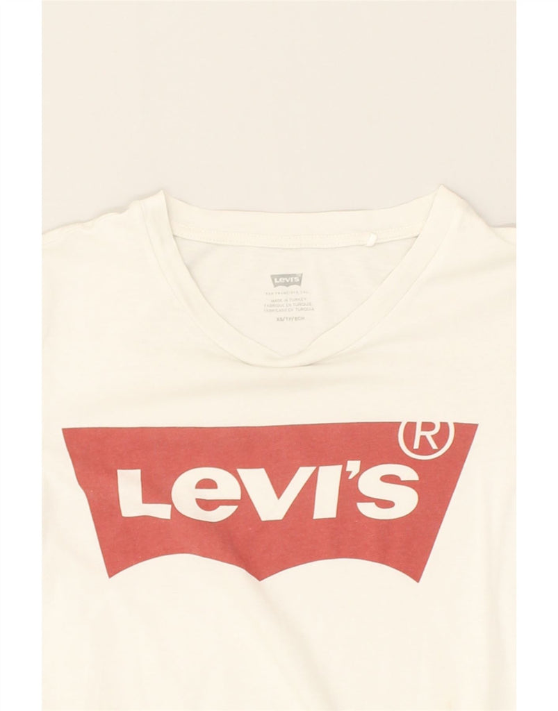 LEVI'S Womens Graphic T-Shirt Top UK 6 XS White Cotton | Vintage Levi's | Thrift | Second-Hand Levi's | Used Clothing | Messina Hembry 