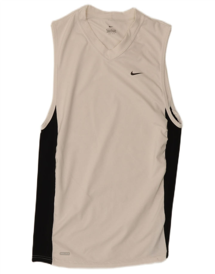 Nike Mens Dri Fit Vest Top Large White Colourblock Polyester