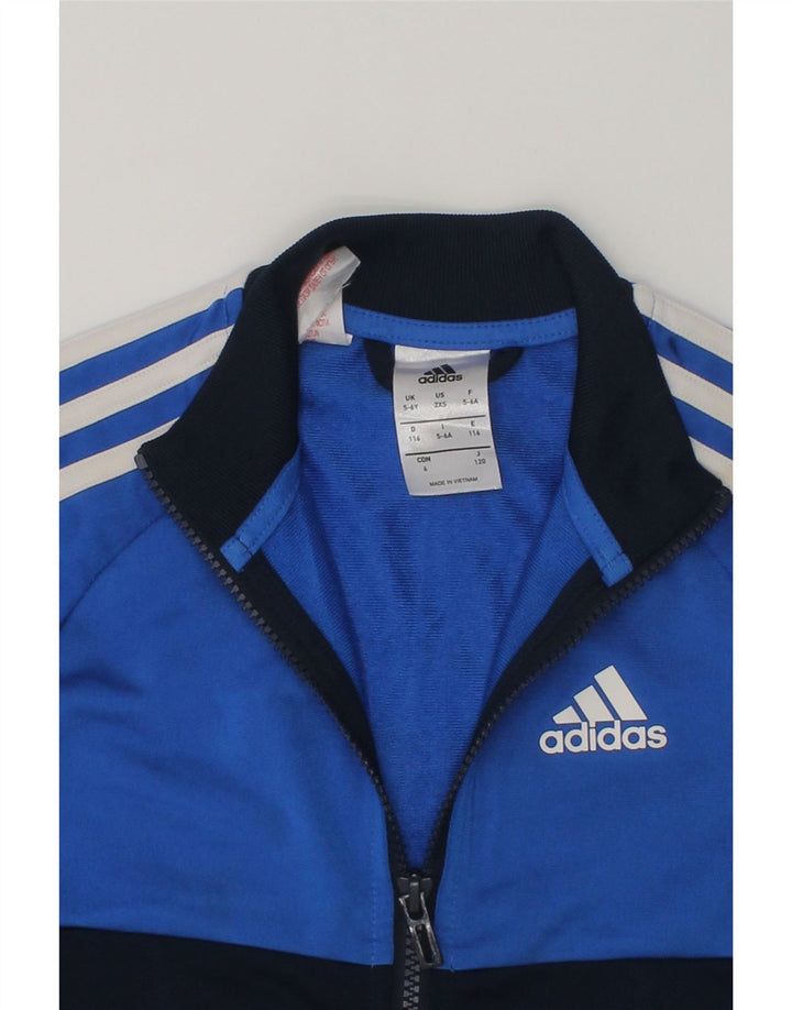 ADIDAS Boys Tracksuit Top Jacket 5-6 Years Blue Colourblock Polyester | Vintage Adidas | Thrift | Second-Hand Adidas | Used Clothing | Messina Hembry 